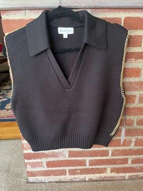 Whiteroom cactus  Chain-Trim Sleeveless Sweater Vest S